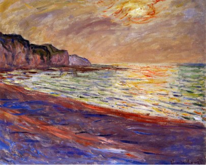 Beach At Pourville, Sunset, 1882-Claude Monet Painting